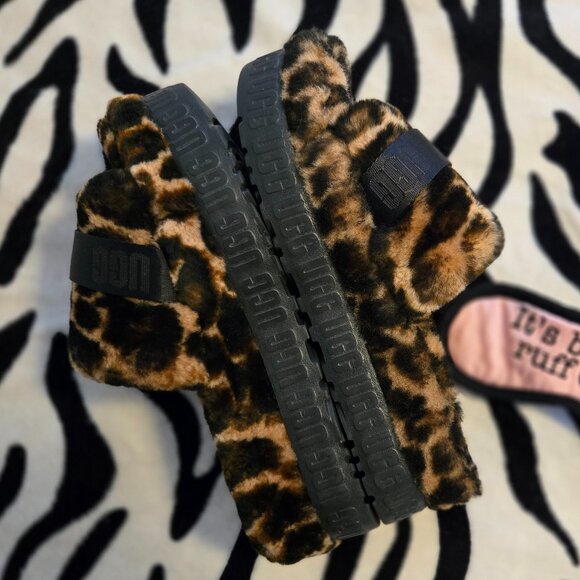 UGG Fluffita Panther/Animal/Leopard/Cheetah Platform Slipper/Sandal/Slide NWOB - Picture 7 of 16